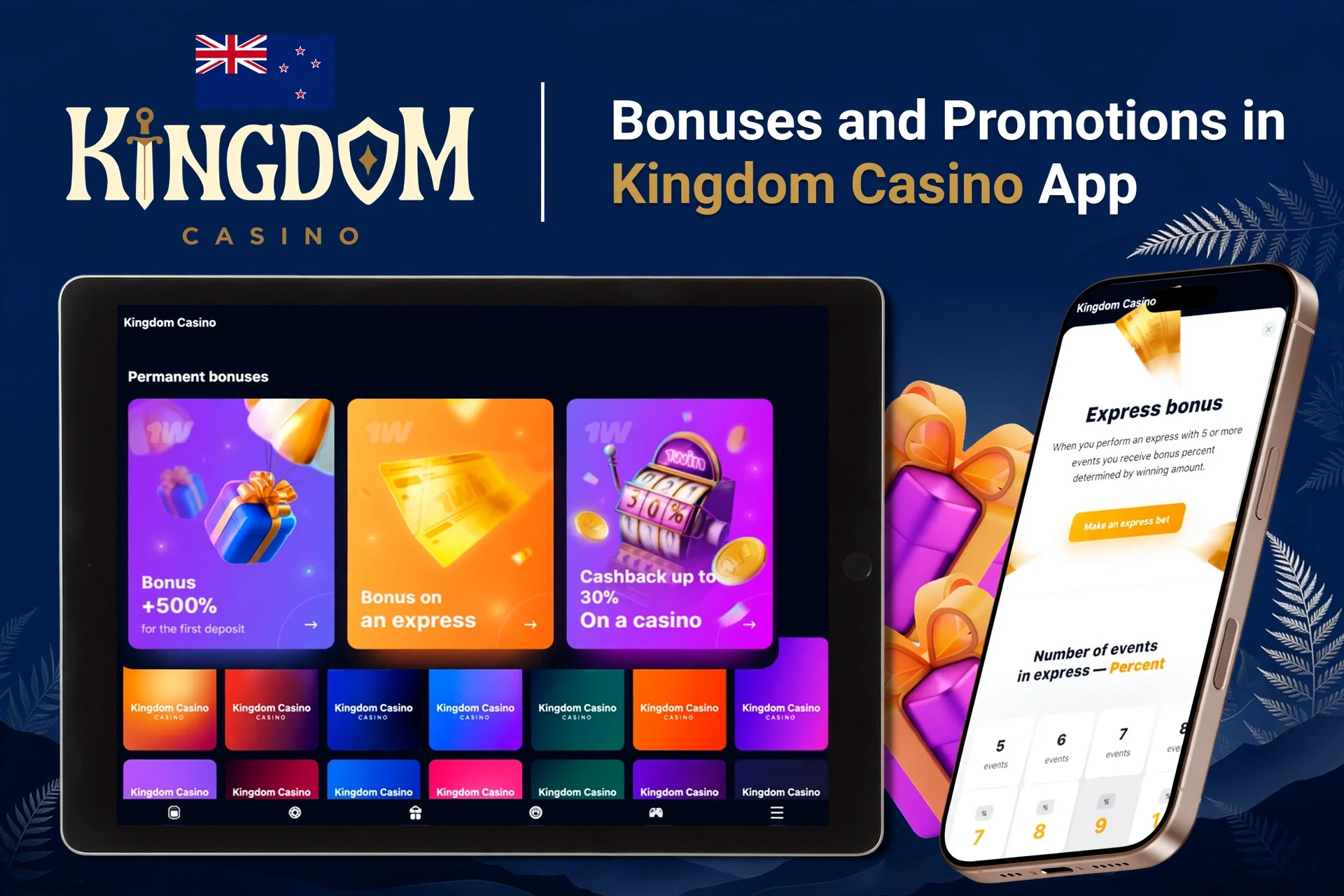 Registration process on the Kingdom Casino mobile app with social login options