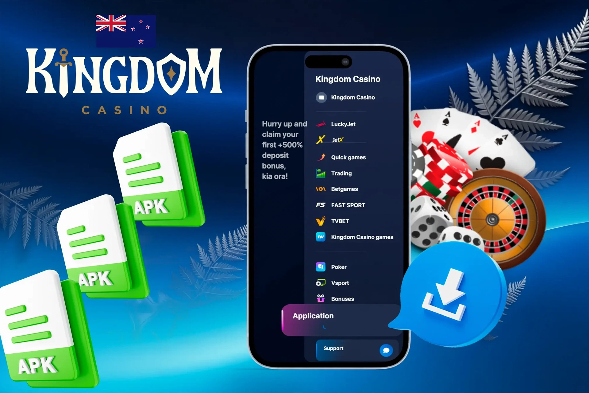 1Win app with APK file icons and casino chips illustrating mobile access to 1Win games