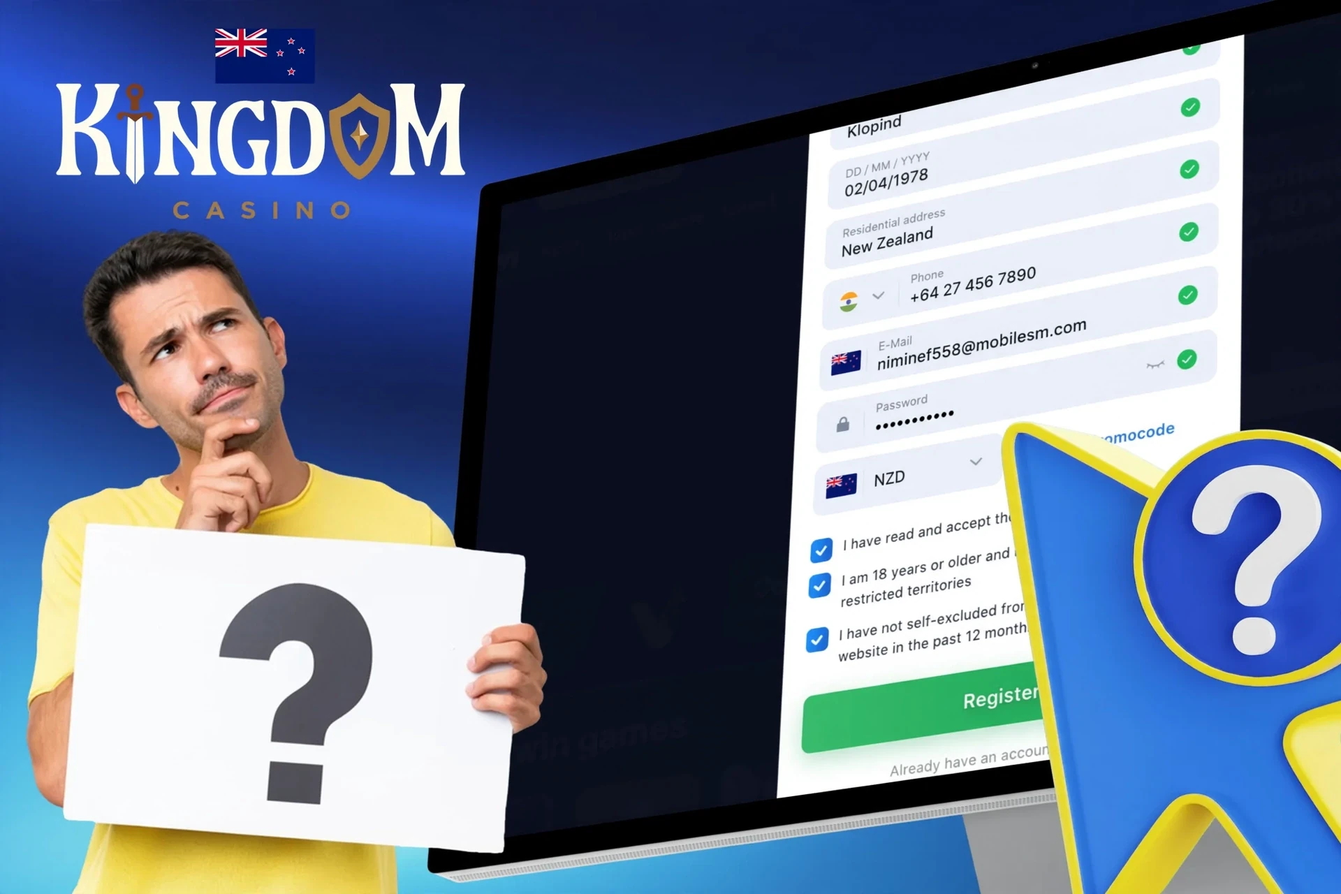 Step-by-step description of the registration process on the website or app